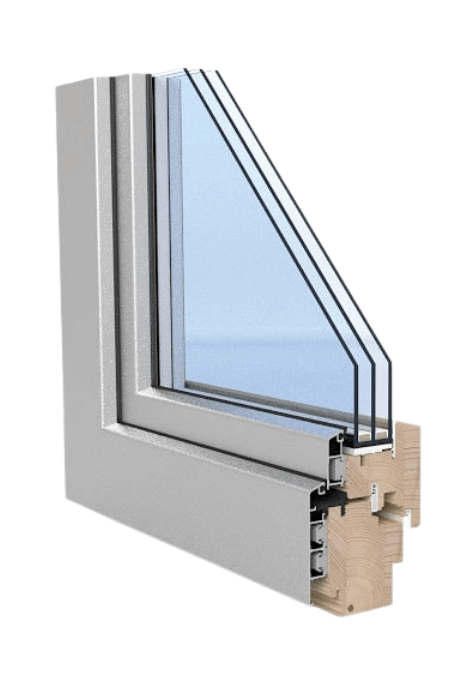 mediniai-aliuminiai langai, 68mm remas